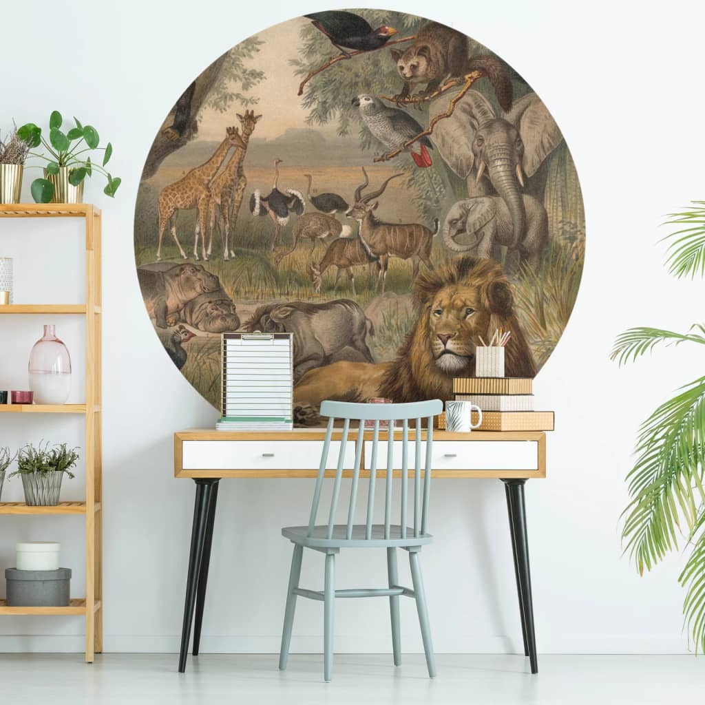 WallArt Tapetti ympyrä Animals of Africa 190 cm