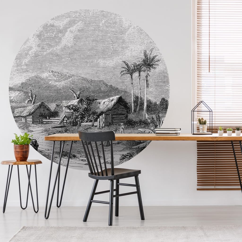 WallArt Tapet în formă de cerc „Landscape of Guadeloupe”, 142,5 cm