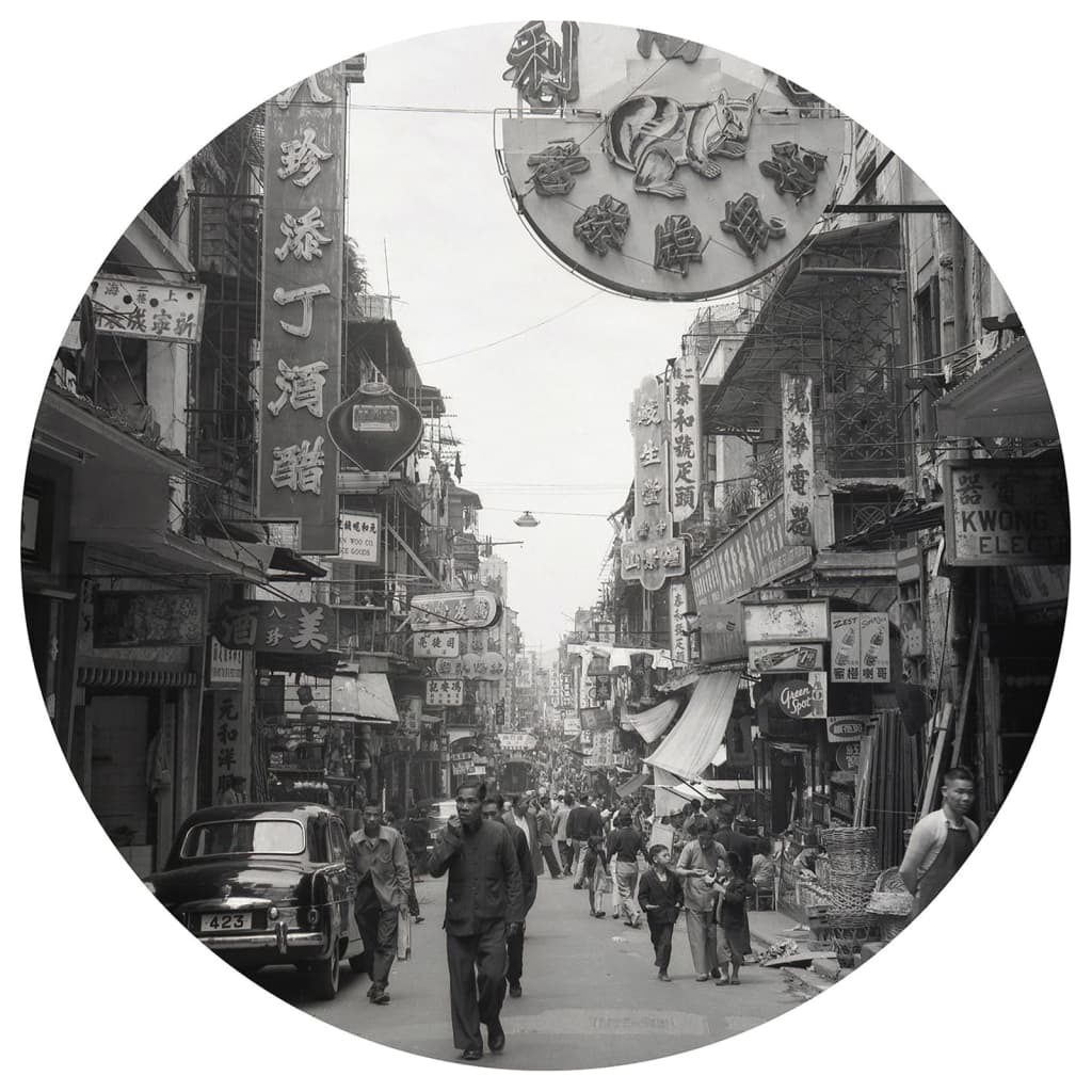 WallArt Tapet în formă de cerc „Hong Kong the Old Days”, 142,5 cm