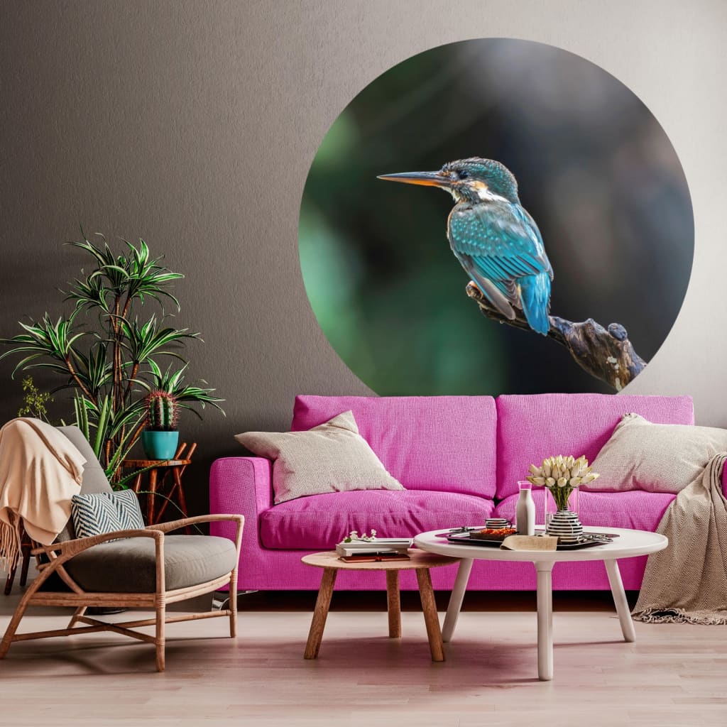 Afbeelding WallArt Behangcirkel The Kingfisher 190 cm door Vidaxl.nl