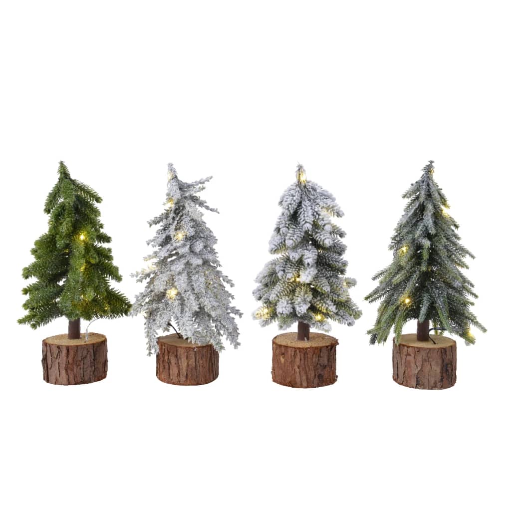 Afbeelding Everlands Mini kerstboom tafelboom mini voorverlichte boom h37 cm-15L groen/wit door Vidaxl.nl