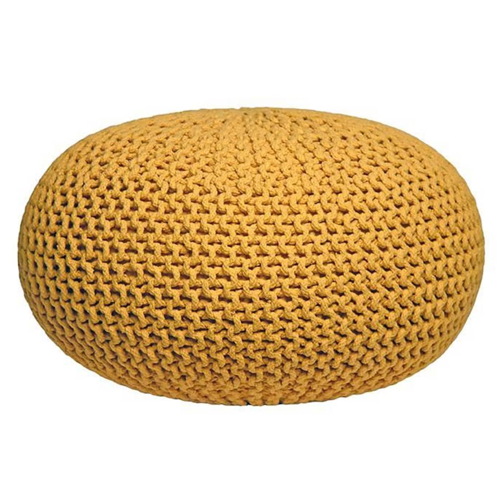 LABEL51 Pouf tricoté Coton L Jaune