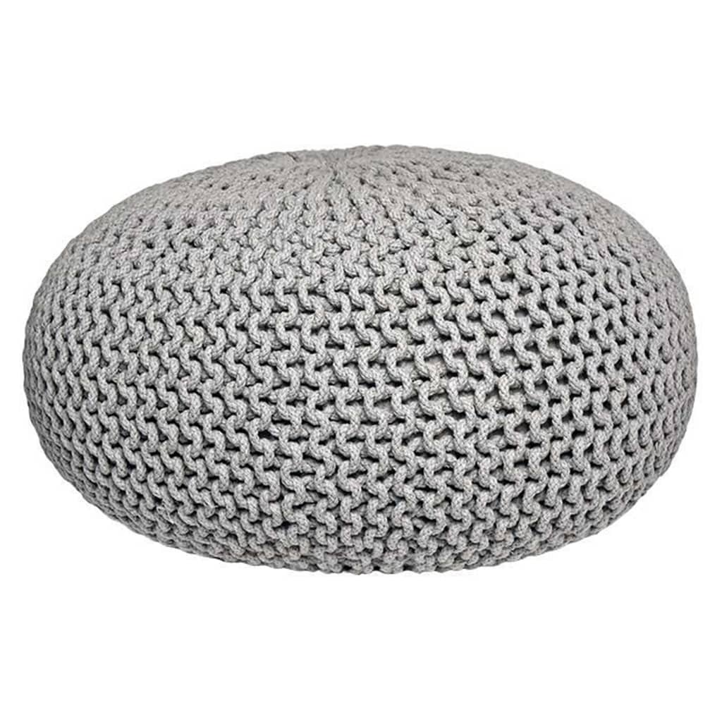 LABEL51 Pouf tricoté Coton L Gris clair