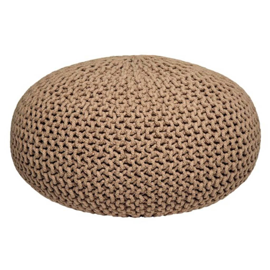 LABEL51 Pouf Gestrickt Baumwolle L Beige