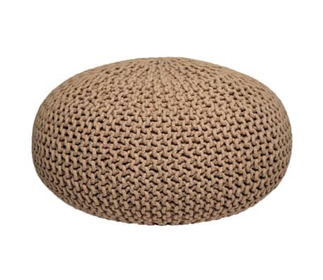 LABEL51 Pouf Gestrickt Baumwolle L Beige