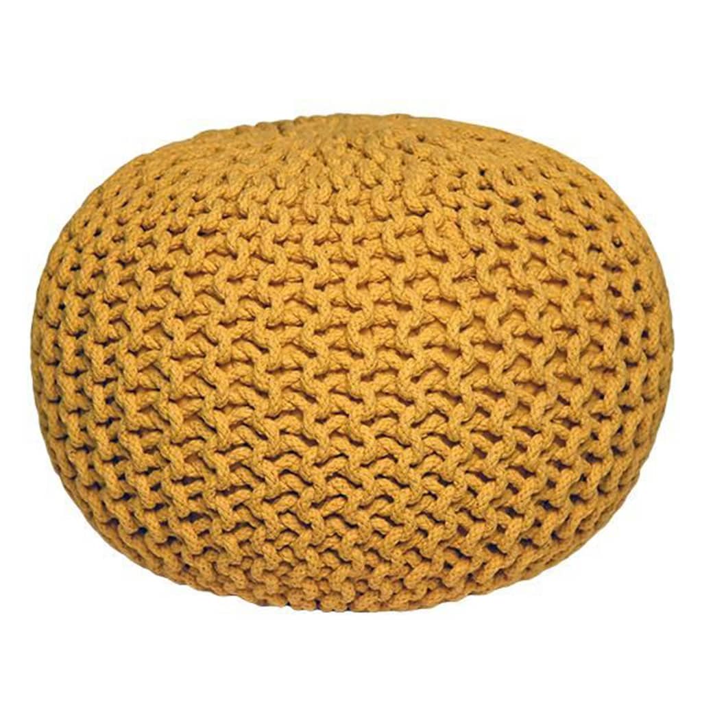 LABEL51 Pouf tricoté Coton M Jaune