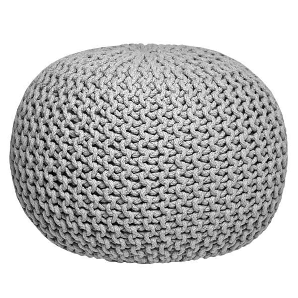 LABEL51 Pouf a Maglia in Cotone M Grigio Chiaro