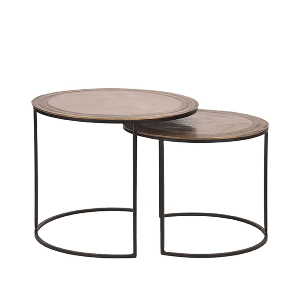 LABEL51 Ensemble de 2 tables basses Circle Doré antique/Noir