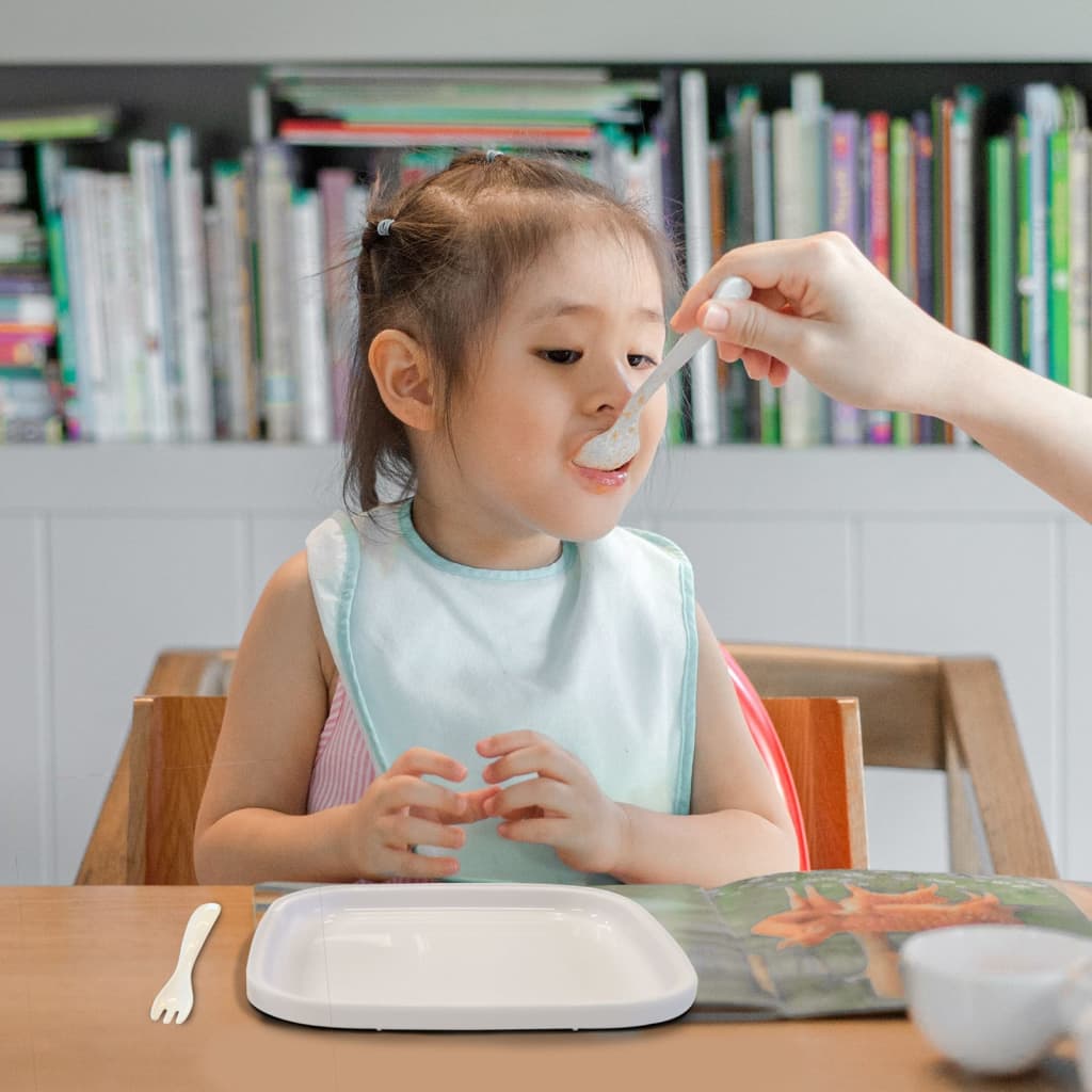 DERYAN Kindergeschirr-Set Silikon Quuby Weiß