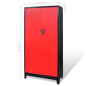 Dílenská skříň s boxem na nářadí ocel 90x40x180 cm červenočerná - obrázek 8