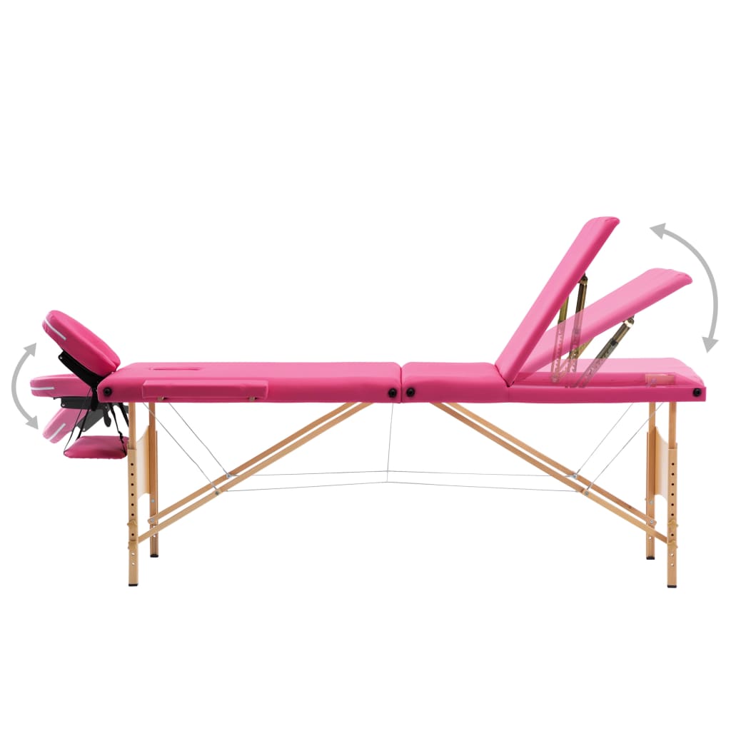 Thumbnail - vidaXL Massageliege Klappbar 3-Zonen mit Holzgestell Rosa