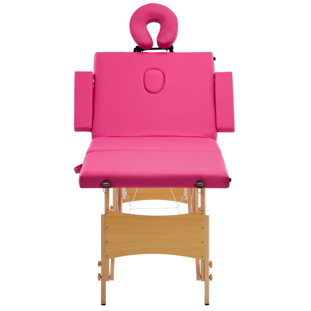

vidaXL Massagetafel inklapbaar 4 zones hout roze