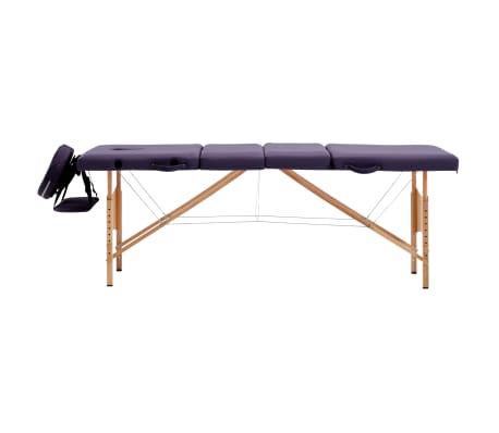 vidaXL Massagetafel inklapbaar 4 zones hout paars