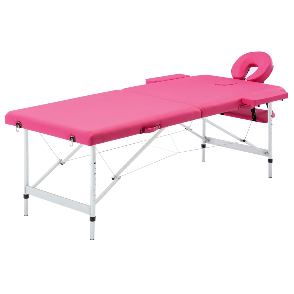 Massageliege Klappbar 2-Zonen mit Aluminiumgestell Rosa