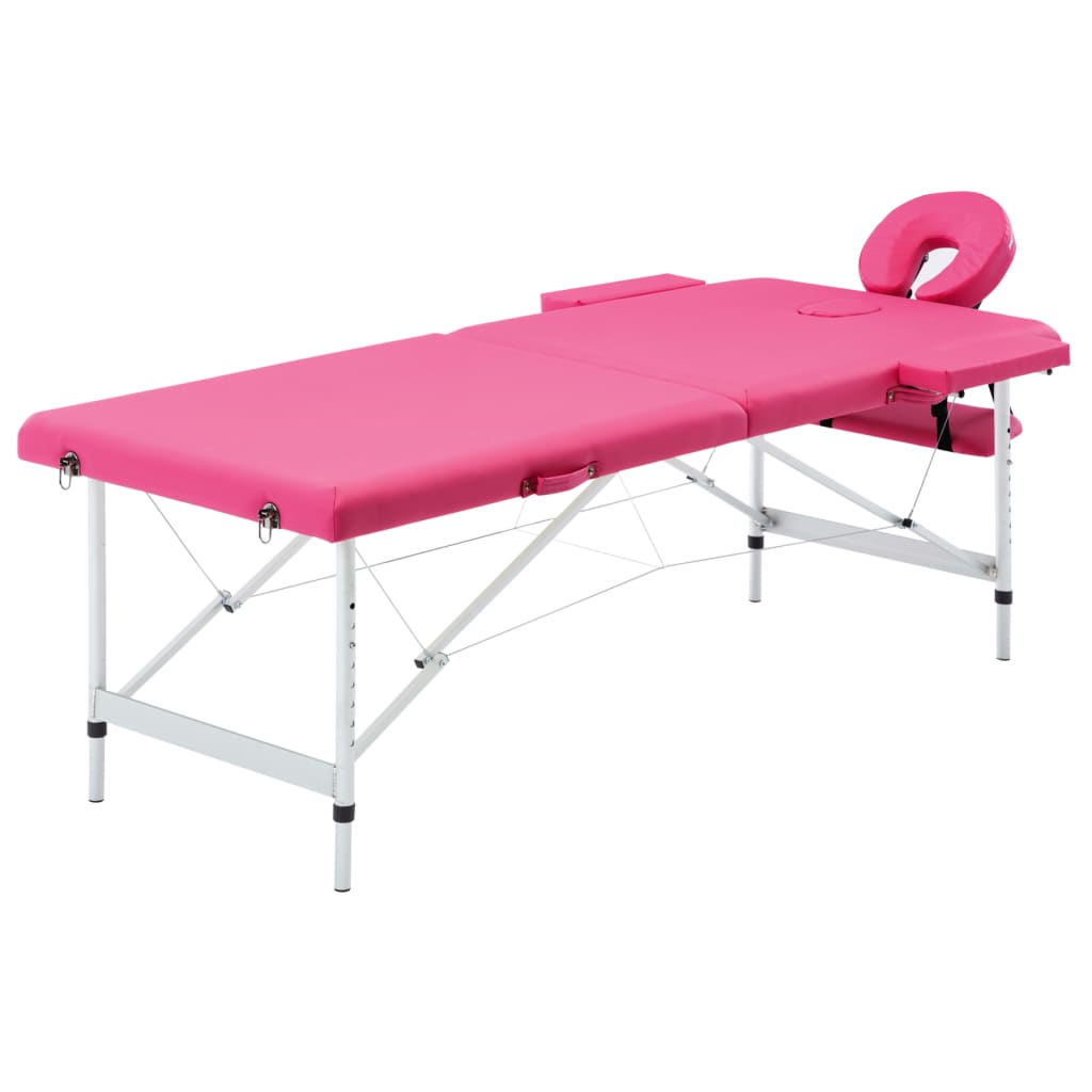 Billede af vidaXL sammenfoldeligt massagebord med aluminiumsstel 2 zoner lyserød