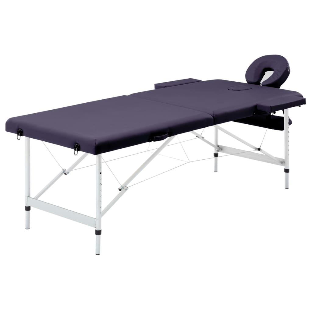 vidaXL Masă de masaj pliabilă, 2 zone, violet, aluminiu vidaXL