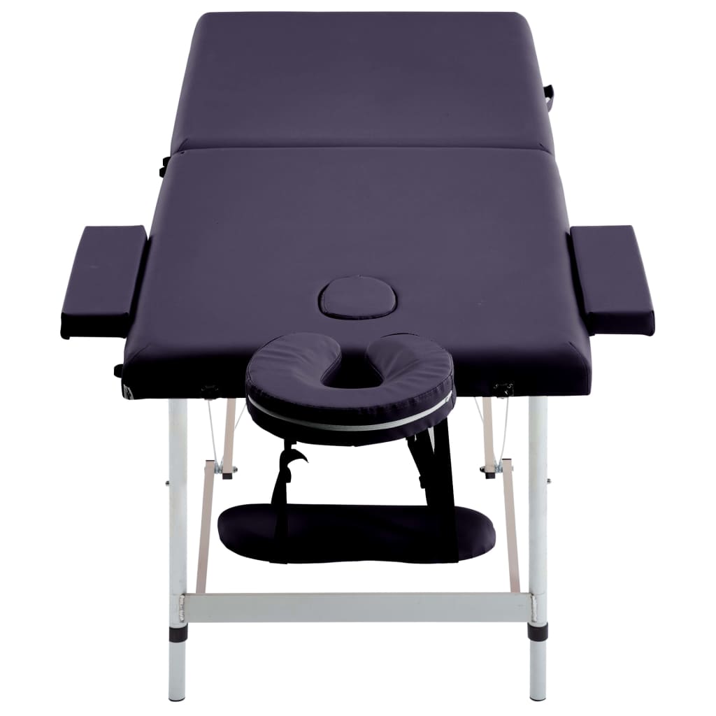 Skládací masážní stůl 2 zóny hliník fialový