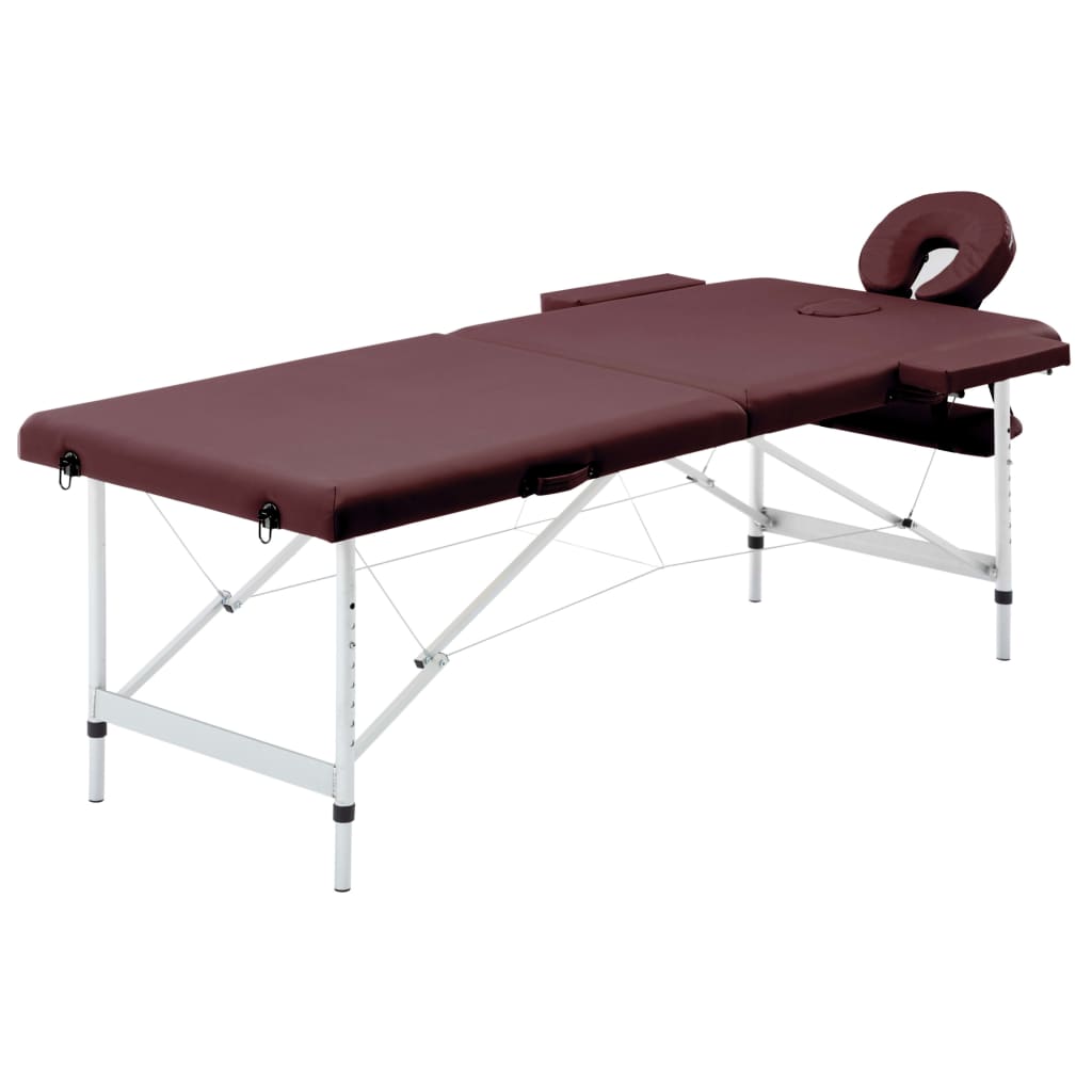 12: vidaXL sammenfoldeligt massagebord med aluminiumsstel 2 zoner lilla