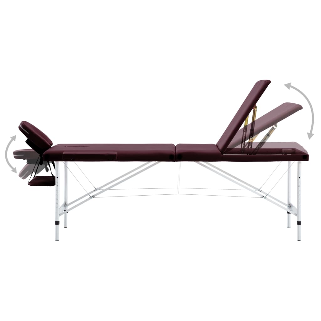 Thumbnail - vidaXL Massagetisch Klappbar 3 Zonen Aluminium Dunkellila
