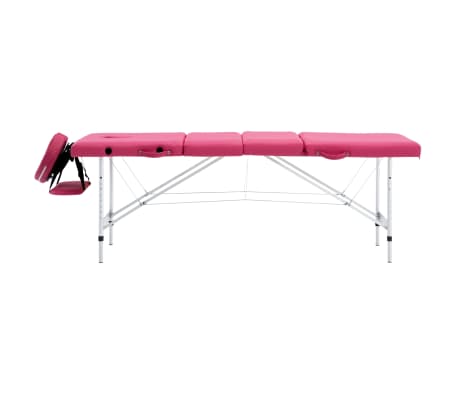 vidaXL Table de massage pliable 4 zones Aluminium Rose