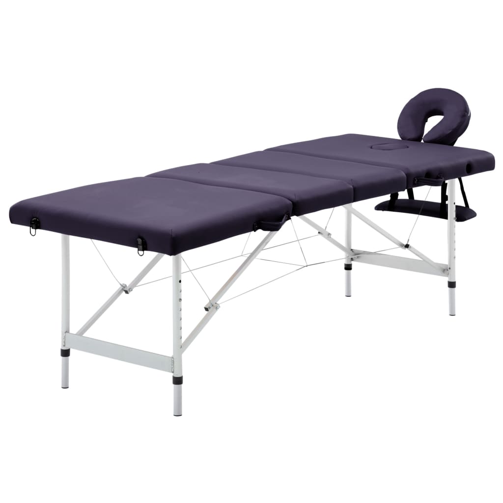 vidaXL Masă de masaj pliabilă cu 4 zone, violet, aluminiu vidaXL