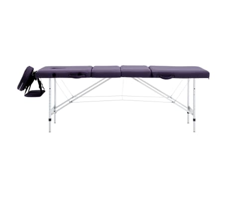 vidaXL sammenfoldeligt massagebord aluminiumsstel 4 zoner lilla