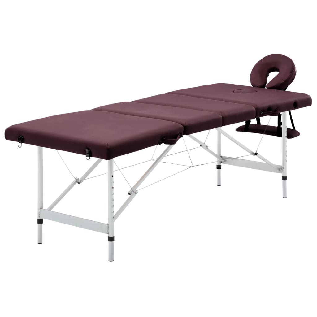 6: vidaXL foldbart massagebord 4 zoner aluminium lilla
