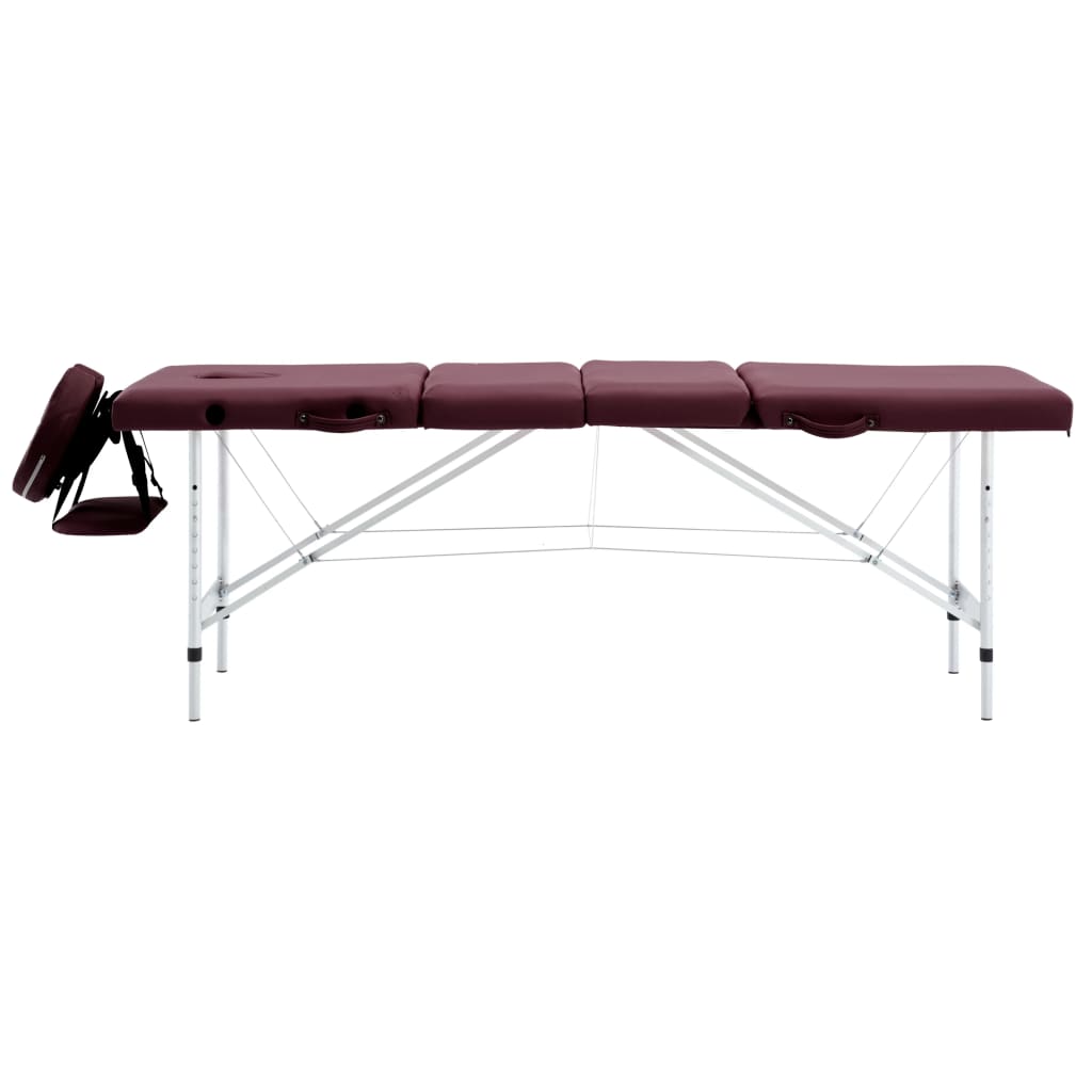 vidaXL foldbart massagebord 4 zoner aluminium lilla