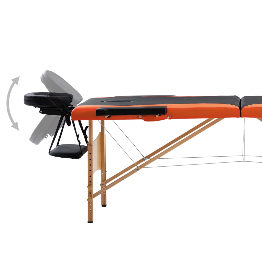 Masažinis stalas, juodas ir oranžinis, mediena, 2 zonų | Stepinfit