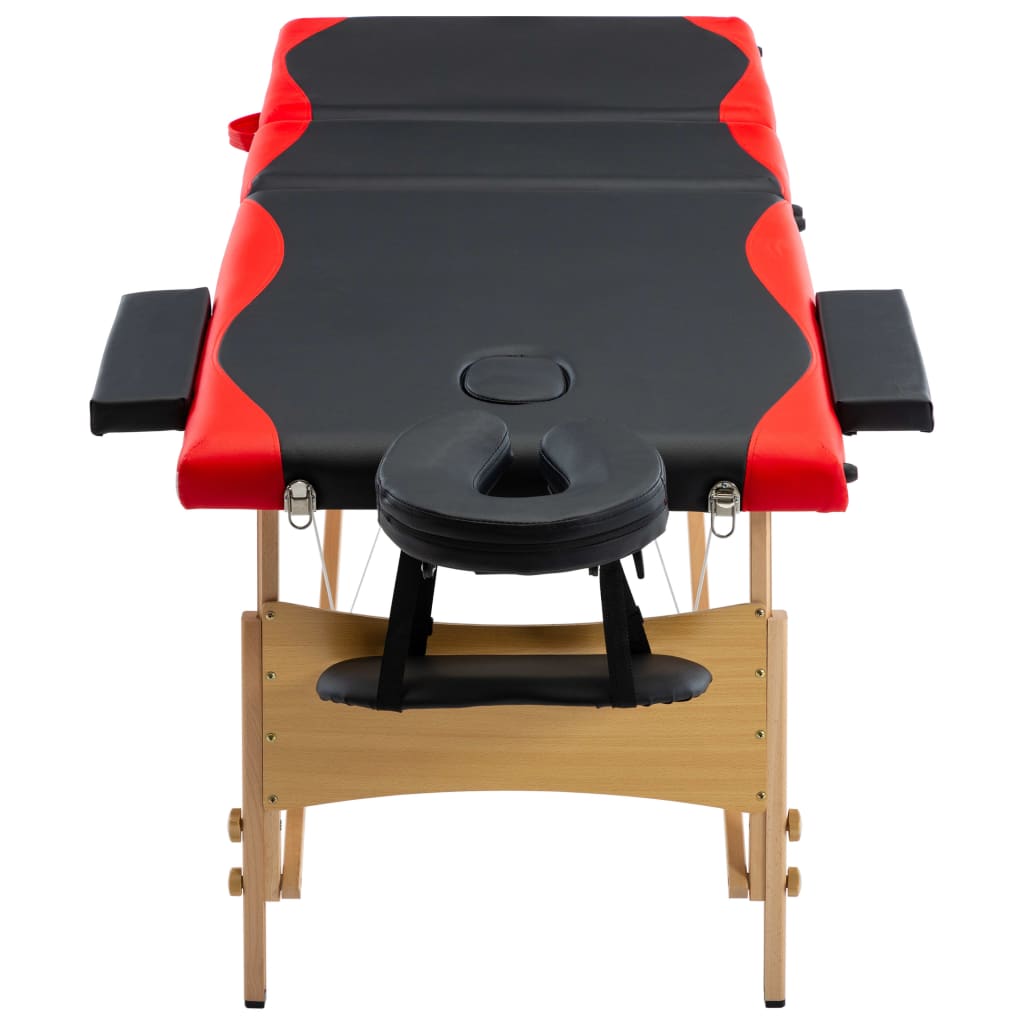 Thumbnail - vidaXL Massagetisch Klappbar 3 Zonen Holz Schwarz und Rot