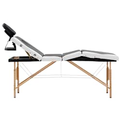 vidaXL Massageliege Klappbar 4-Zonen mit Holzgestell Schwarz und Wei&szlig;