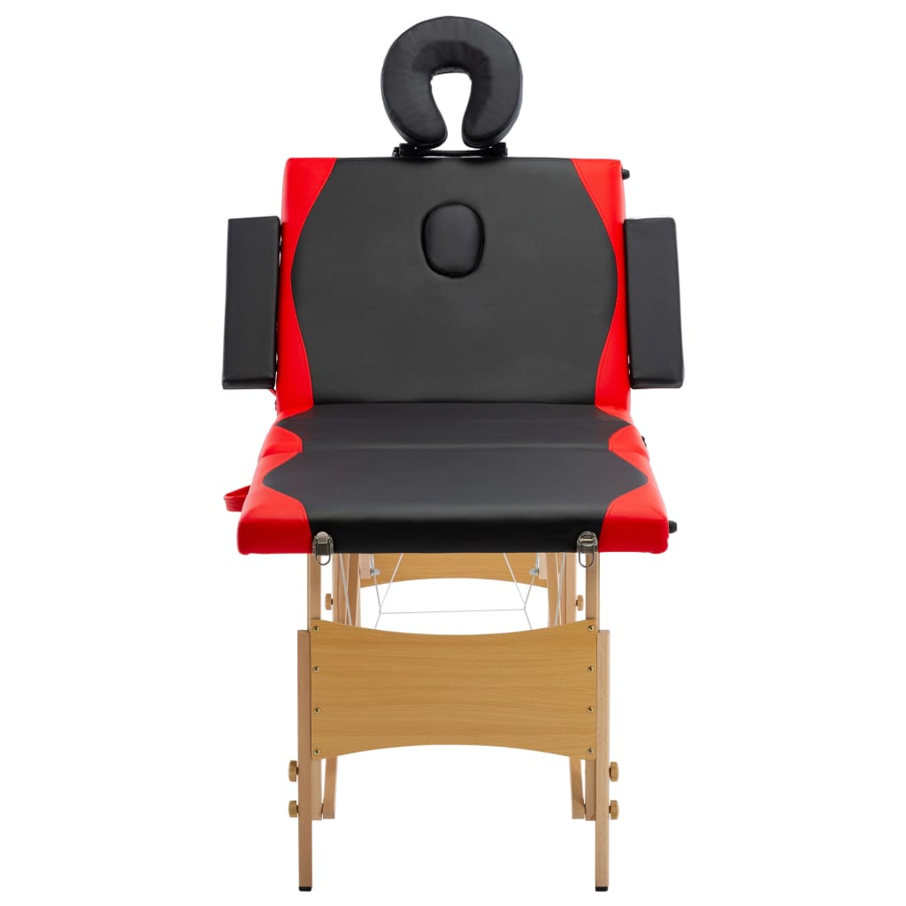 

vidaXL Massagetafel inklapbaar 4 zones hout zwart en rood