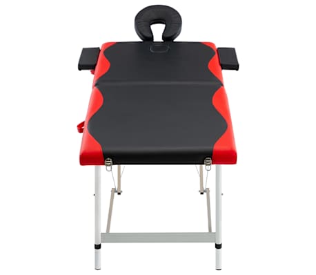 vidaXL Masažinis stalas, juodas ir raudonas, aliuminis, 2 zonų