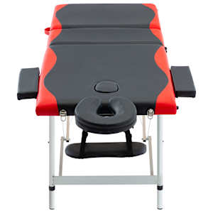 vidaXL Massagetafel inklapbaar 3 zones aluminium zwart en rood