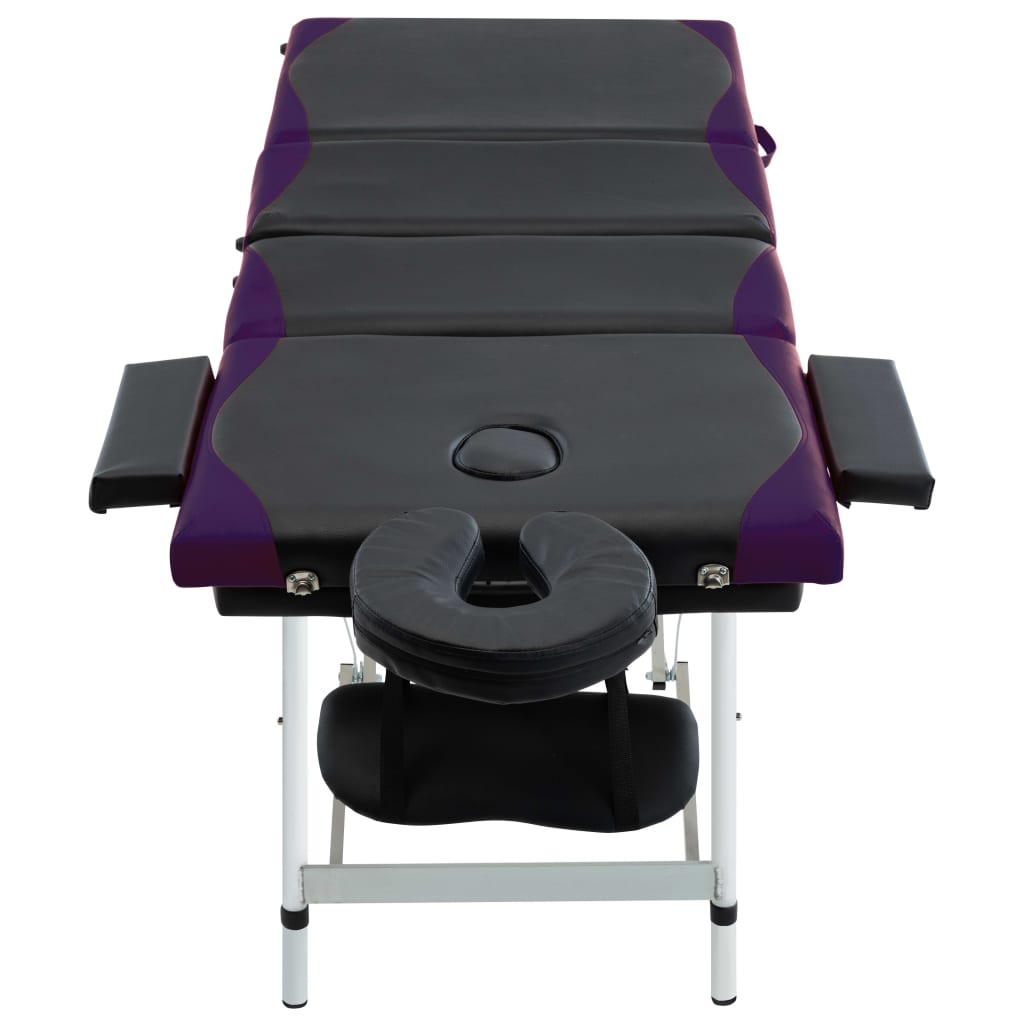 

vidaXL Massagetafel inklapbaar 4 zones aluminium zwart en paars