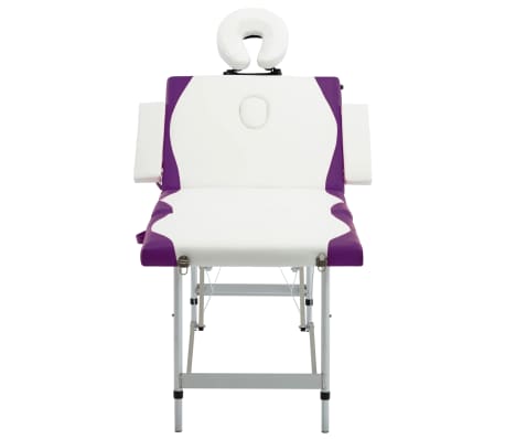 vidaXL Masă pliabilă de masaj, 4 zone, alb și violet, aluminiu