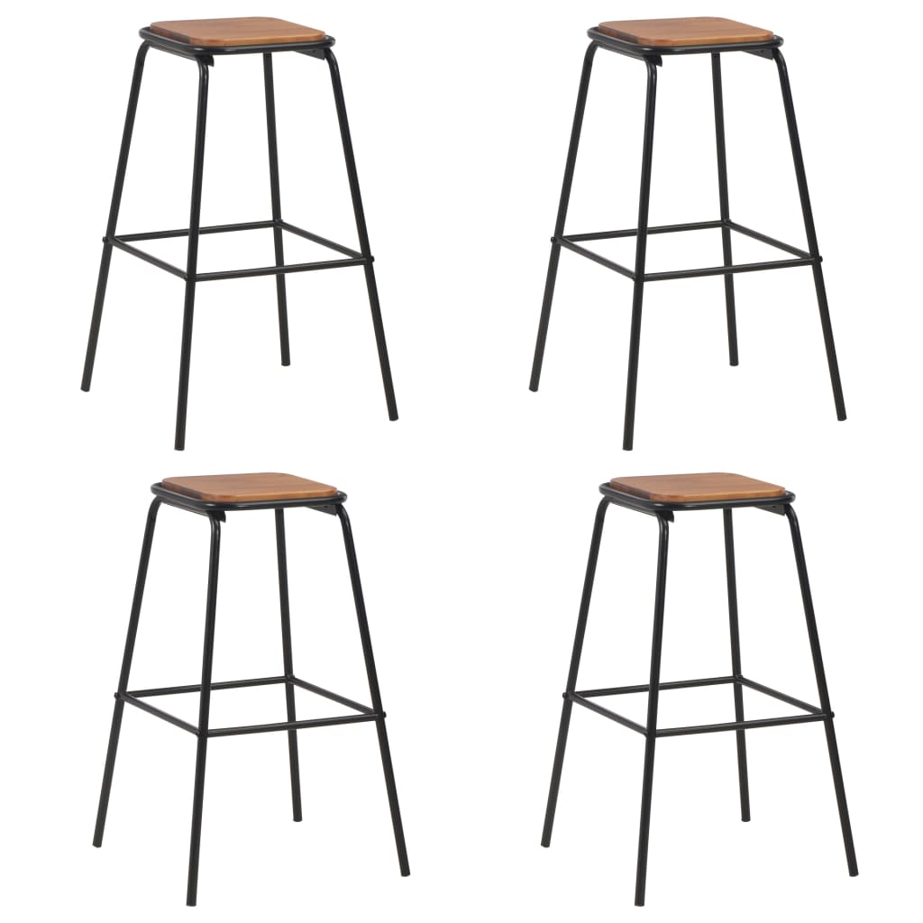 vidaXL Tabourets de bar 4 pcs Noir Pinède solide et acier