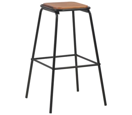 vidaXL Bar Stools 6 pcs Black Solid Pinewood and Steel