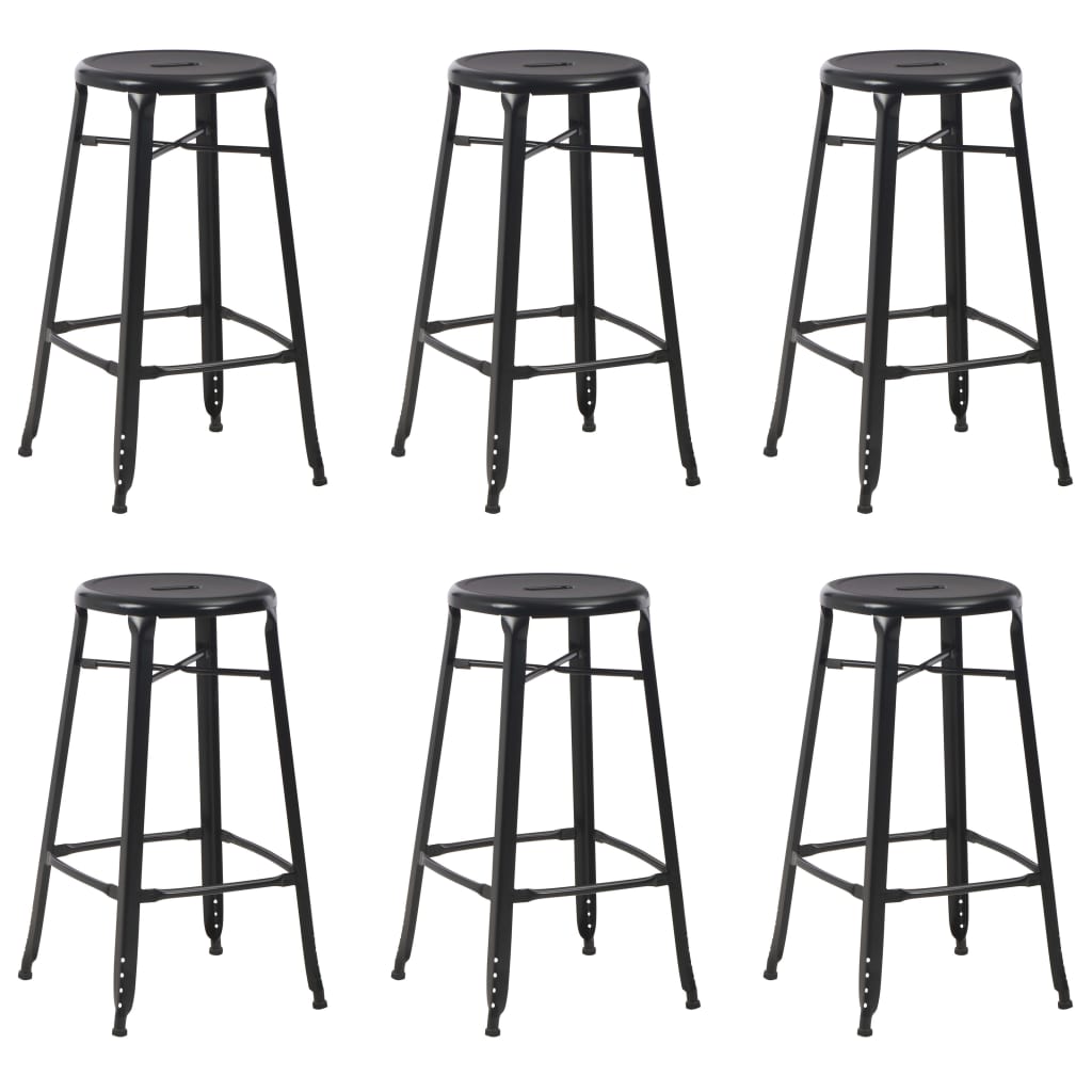 vidaXL Tabourets de bar 6 pcs Noir Acier