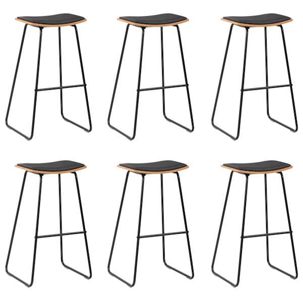 vidaXL baaripukid 6 tk, must, kunstnahk