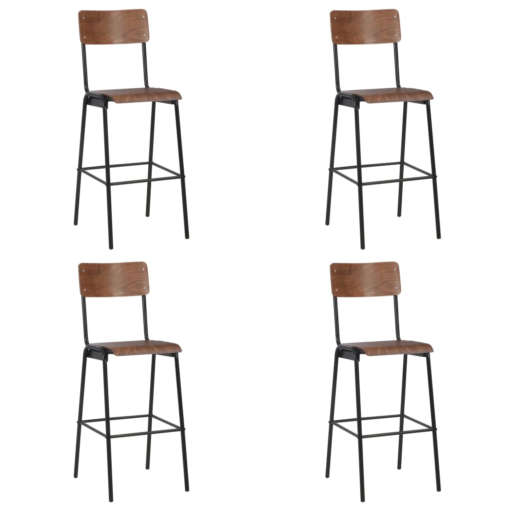 vidaXL Chaises de bar lot de 4 contreplaqué solide et acier