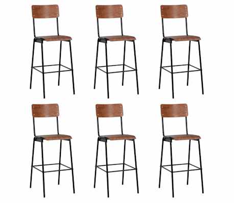 vidaXL Barstühle 6 Stk. Massives Sperrholz Stahl vidaXL Barstühle 6 Stk. Massives Sperrholz Stahl