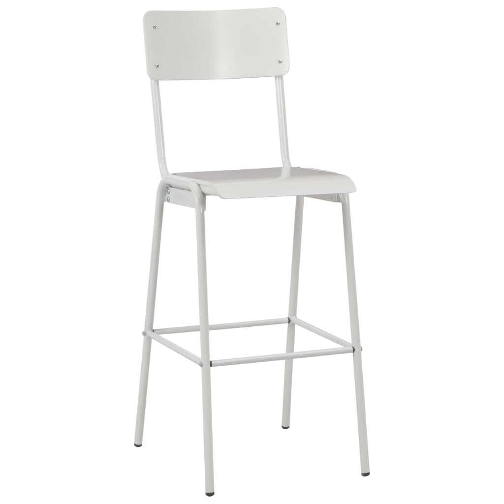 vidaXL bāra krēsli, 4 gab., saplāksnis un tērauds, balti