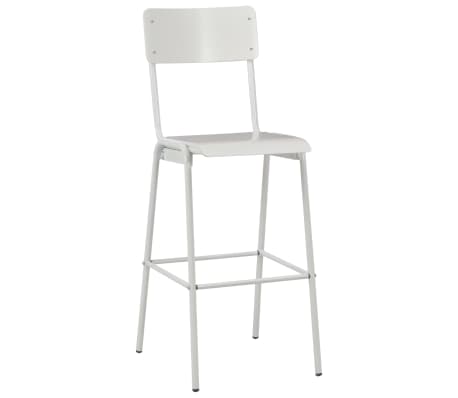 vidaXL Krzesła barowe, 4 szt., białe, sklejka i stal