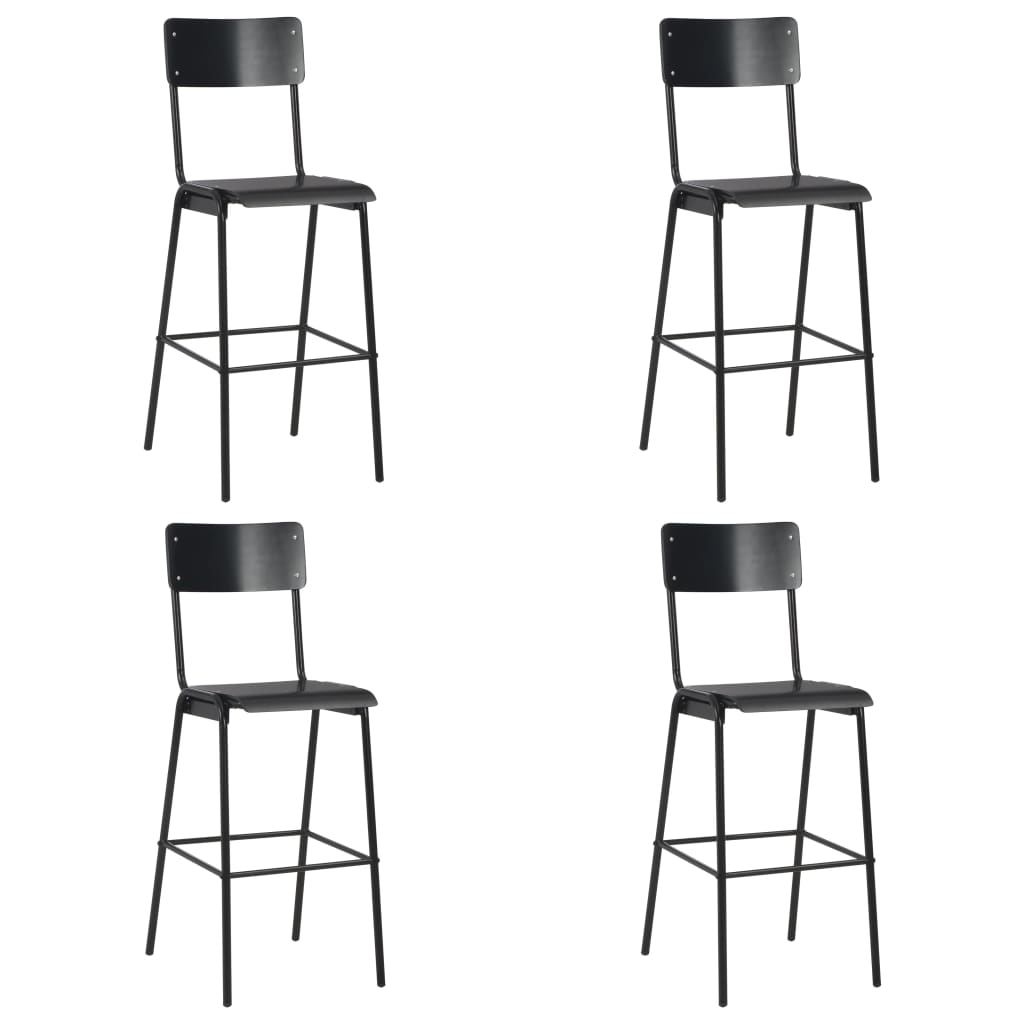 Barové židle 4 ks černé masivní překližka a ocel