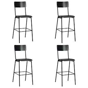 Barski stolčki 4 kosi črni trden vezan les in jeklo