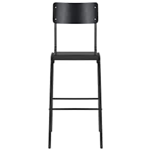 Barski stolčki 6 kosov črni trden vezan les in jeklo - slika 3