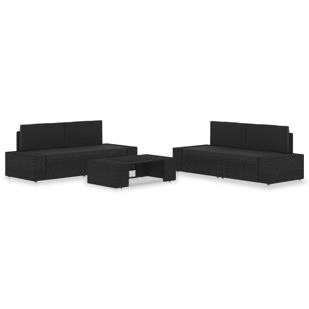 vidaXL 5-tlg. Garten-Lounge-Set Poly Rattan Schwarz