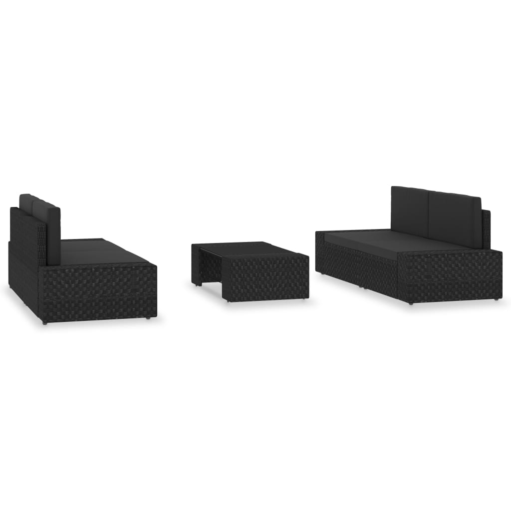 

vidaXL 5-delige Loungeset poly rattan zwart