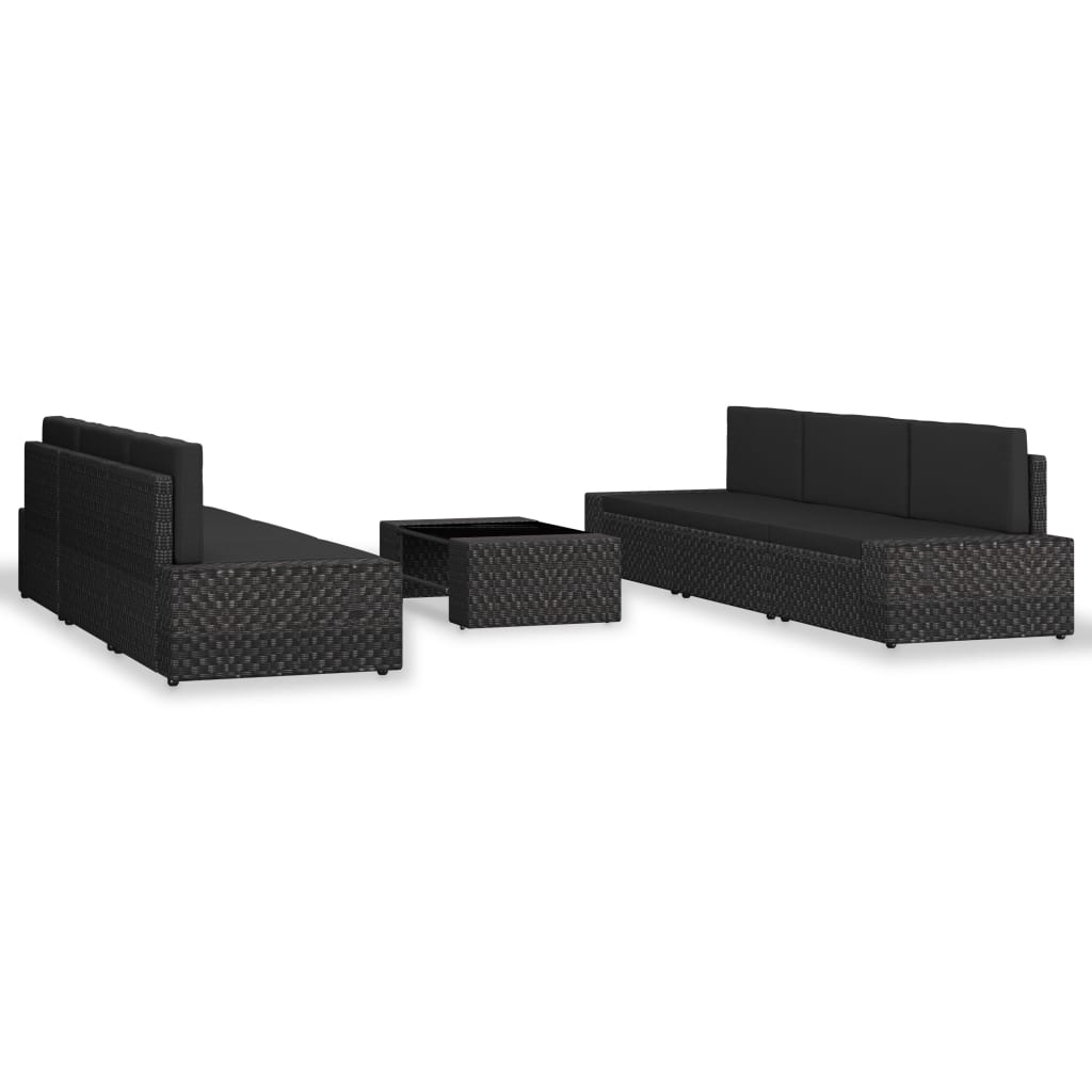 

vidaXL 7-delige Loungeset poly rattan zwart